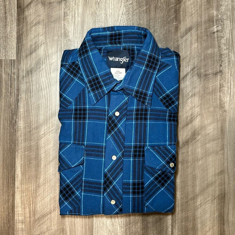 Wrangler Western Flannel Long Sleeve Pearl Snap Button - Large
